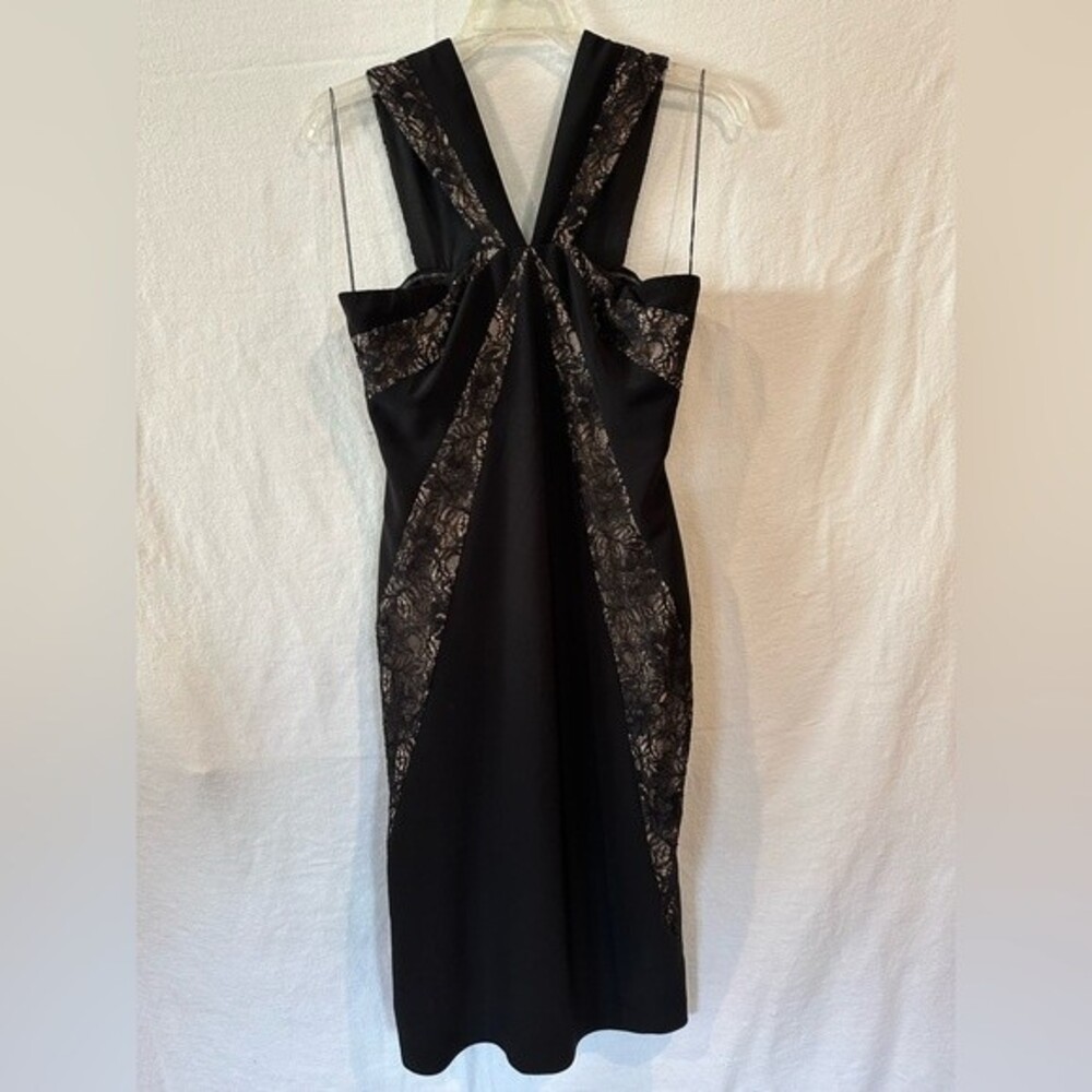 Adrianna Papell Black Lace Cocktail Dress Sleeveless Size 4